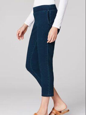 J Jill Pure Jill Indigo Slim Crops Knit Cropped Slim-Leg Jeans